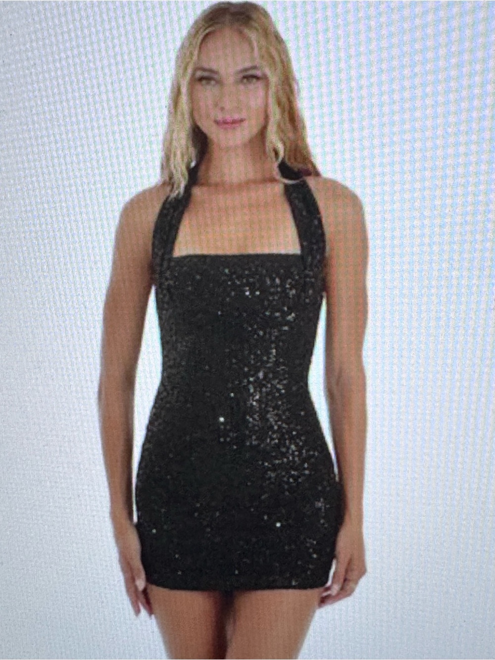 NWT! Black Sequin Halter Mini Dress - XS